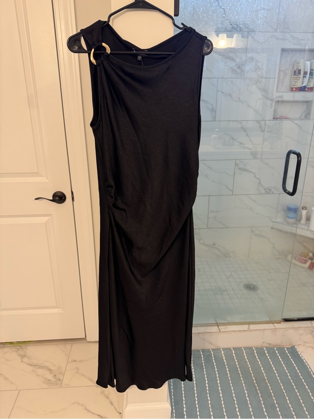 Bebe black Sleeveless Ring-Accent Maxi Dress